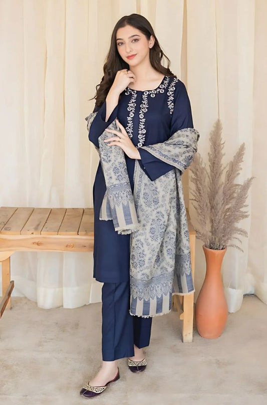 Aisling - 3PC Unstitched Dhanak Embroidered Shirt with Printed Dupatta and Trouser - RF1160