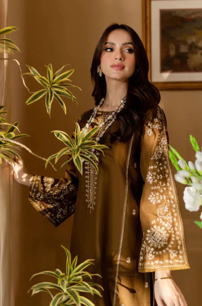 Batik - 2PC Lawn Embroidered Shirt with Plain Trouser (Unstitched) - RF1356