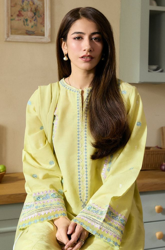 Zara Shah Jahan - 3PC Lawn Embroidered Shirt with Embroidered Khaddi Net Dupatta (Unstitched) - RF1357