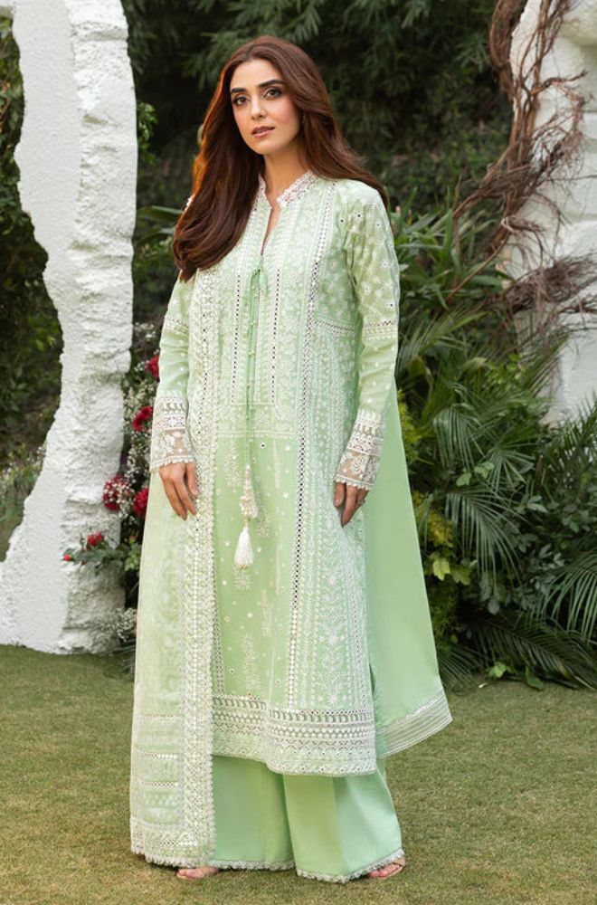 Sobia Nazir - 3PC Lawn Embroidered Shirt with Embroidered Chiffon Dupatta (Unstitched) - RF1358