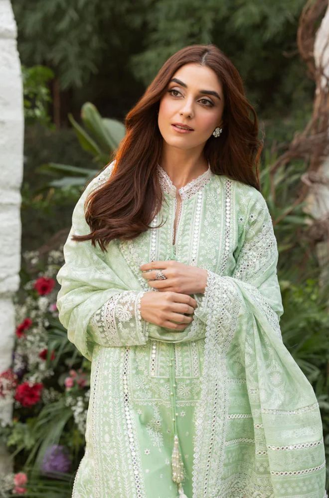 Sobia Nazir - 3PC Lawn Embroidered Shirt with Embroidered Chiffon Dupatta (Unstitched) - RF1358