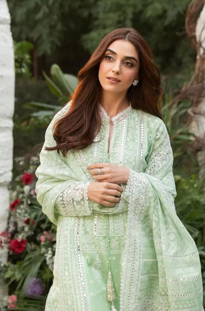 Sobia Nazir - 3PC Lawn Embroidered Shirt with Embroidered Chiffon Dupatta (Unstitched) - RF1358 Royal Pret