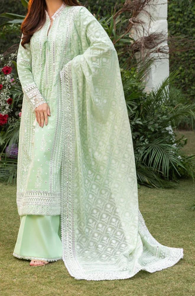 Sobia Nazir - 3PC Lawn Embroidered Shirt with Embroidered Chiffon Dupatta (Unstitched) - RF1358