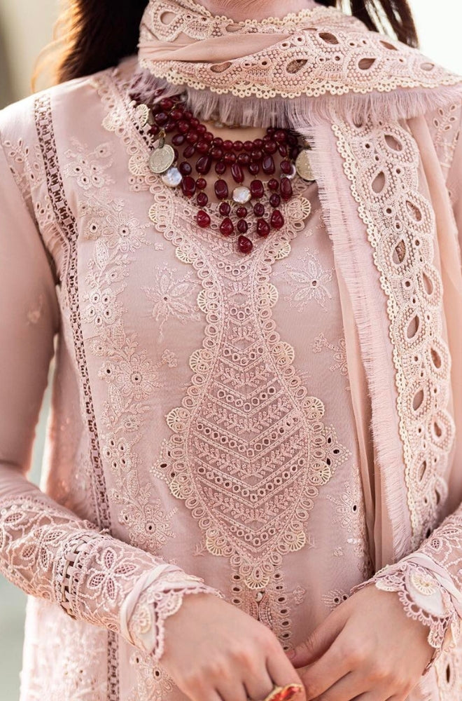 Qalamkaar - 3PC Lawn Embroidered Shirt with Embroidered Slub Net Dupatta (Unstitched) - RF1306