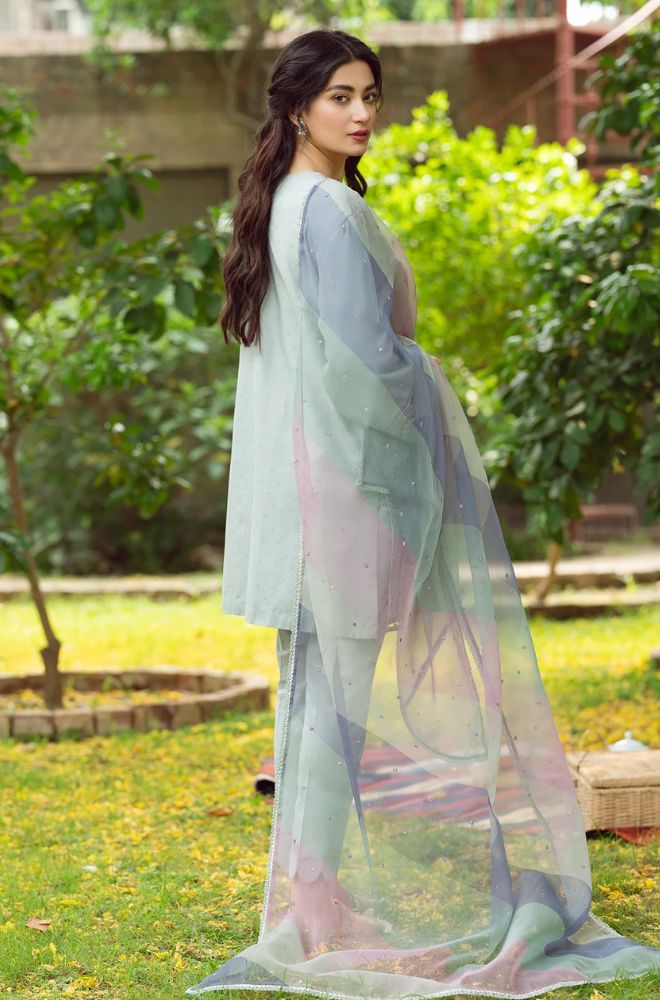 Jazmin - 3PC Lawn Embroidered Shirt with Printed Organza Dupatta - RF0722