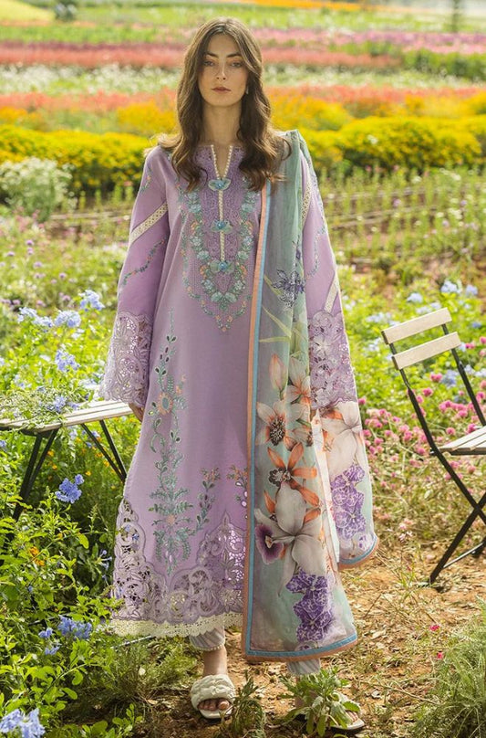 Mushq - 3PC Lawn Embroidered Shirt with Printed Silk Dupatta (Unstitched) - RF1361