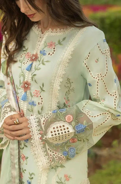 Mushq - 3PC Lawn Embroidered Shirt with Printed Silk Dupatta (Unstitched) - RF1363 Royal Pret