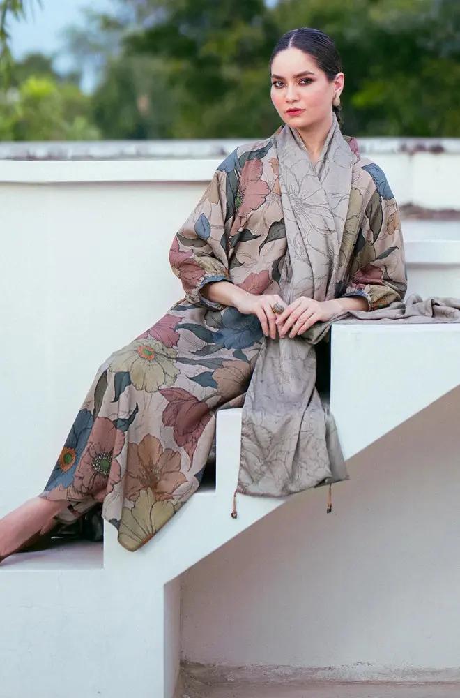 Baroque - 3PC Unstitched Printed Khaddar Shirt with Printed Khaddar Dupatta and Trouser - RF1271 Royal Pret