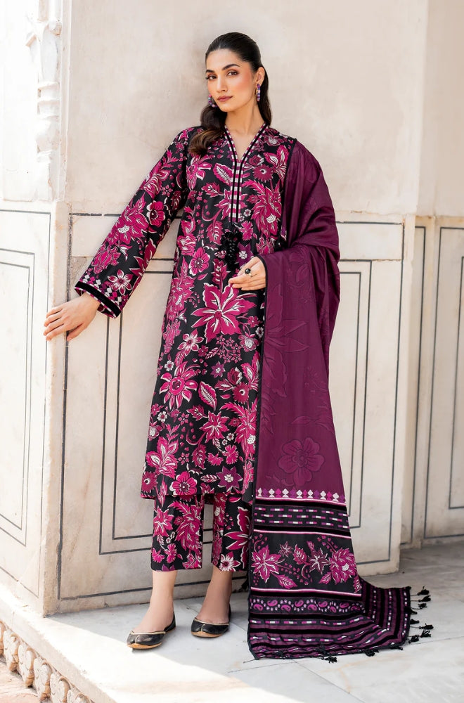 Baroque - 3PC Unstitched Printed Khaddar Shirt with Printed Khaddar Dupatta and Trouser - RF1201