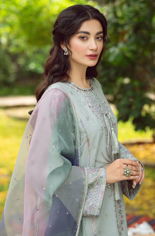 Jazmin - 3PC Lawn Embroidered Shirt with Printed Organza Dupatta - RF0722