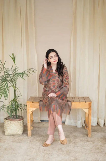 Aisling - 2PC Unstitched Dhanak Printed Shirt with Plain Dhanak Trousers - RF1141 royalpret