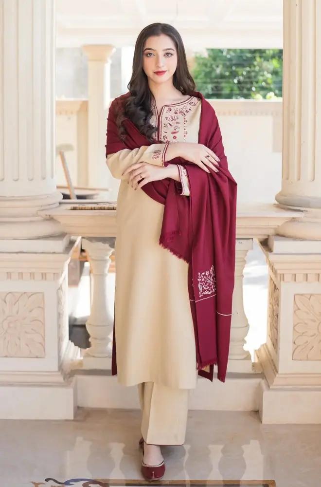 Aisling - 3PC Unstitched Dhanak Embroidered Shirt with Dhanak Embroidered Dupatta and Trouser - RF1152 royalpret