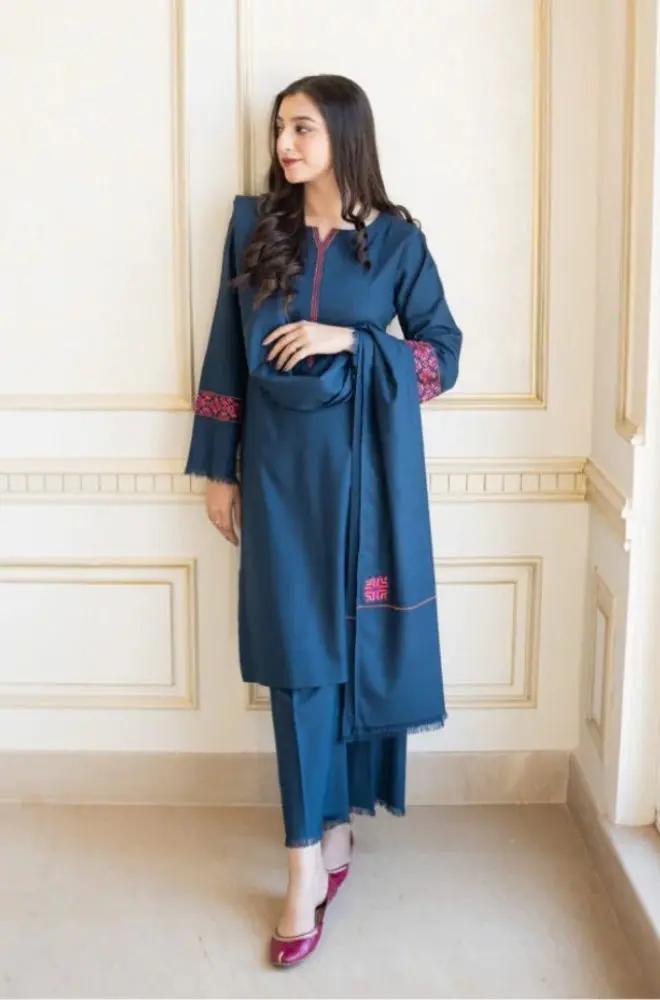 Aisling - 3PC Unstitched Dhanak Embroidered Shirt with Dhanak Embroidered Dupatta and Trouser - RF1153 royalpret