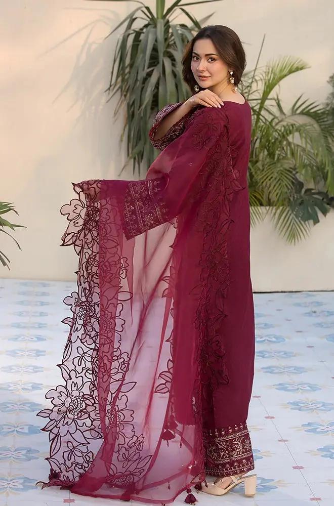 Allys - 3PC Lawn Embroidered Shirt with Embroidered Organza Dupatta (Unstitched) - RF1337 royalpret