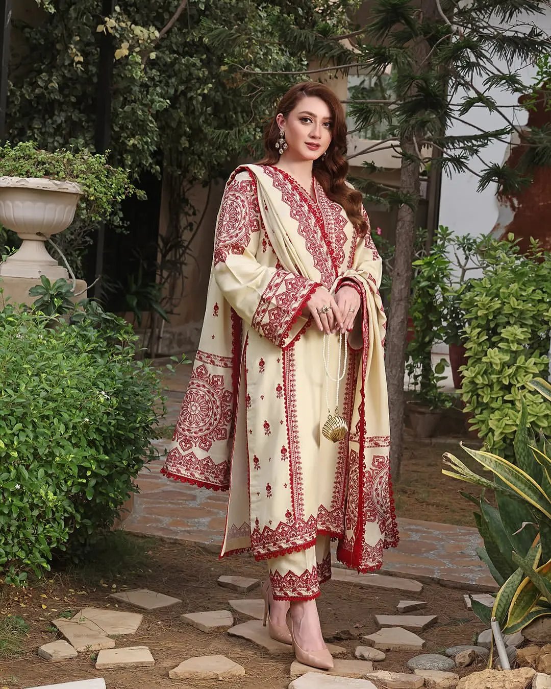 Aneelas - 3PC Dhanak Embroidered Shirt with Dhanak Embroidered Dupatta and Trouser (Unstitched) - RF1406 royalpret