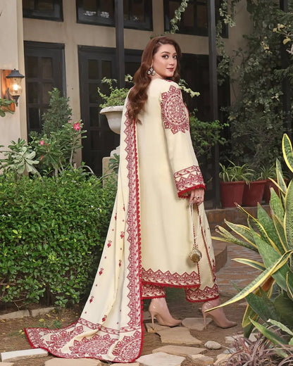 Aneelas - 3PC Dhanak Embroidered Shirt with Dhanak Embroidered Dupatta and Trouser (Unstitched) - RF1406 royalpret