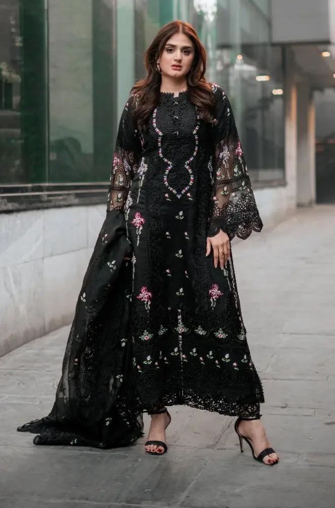 Aneelas - 3PC Lawn Embroidered Chicken Kari Shirt with Embroidered Khaddi Net Dupatta (Unstitched) - RF1328 royalpret