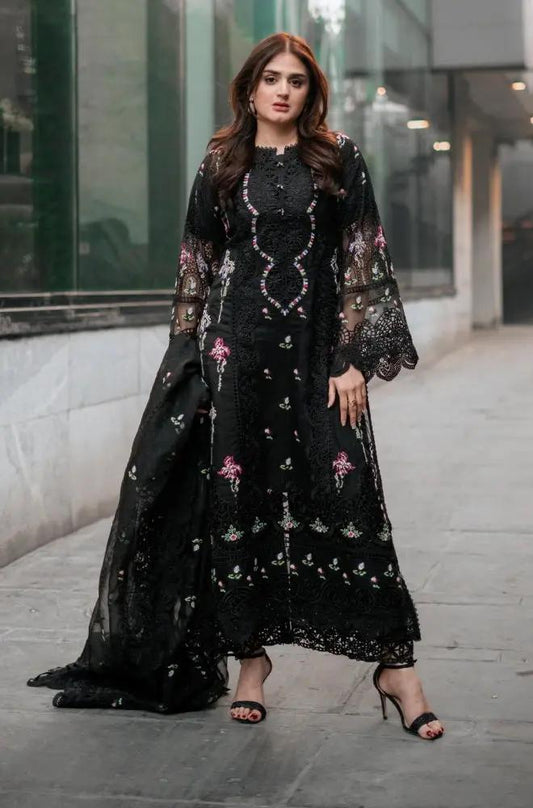 Aneelas - 3PC Lawn Embroidered Chicken Kari Shirt with Embroidered Khaddi Net Dupatta (Unstitched) - RF1328 royalpret