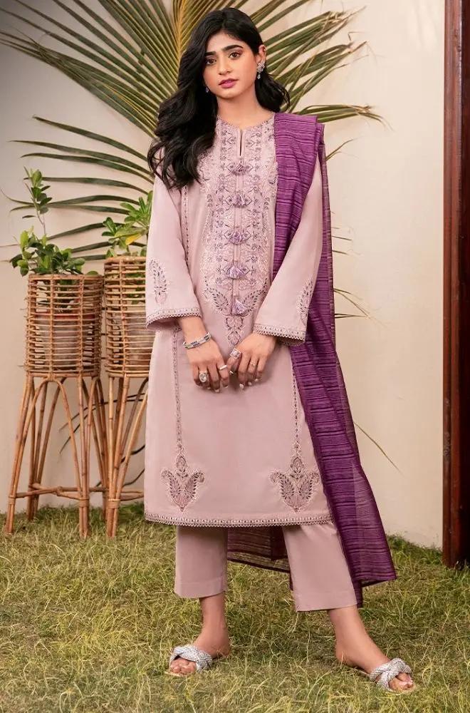 Asim Jofa - 3PC Lawn Embroidered Shirt with Printed Cotton Net Dupatta - RF1022 royalpret