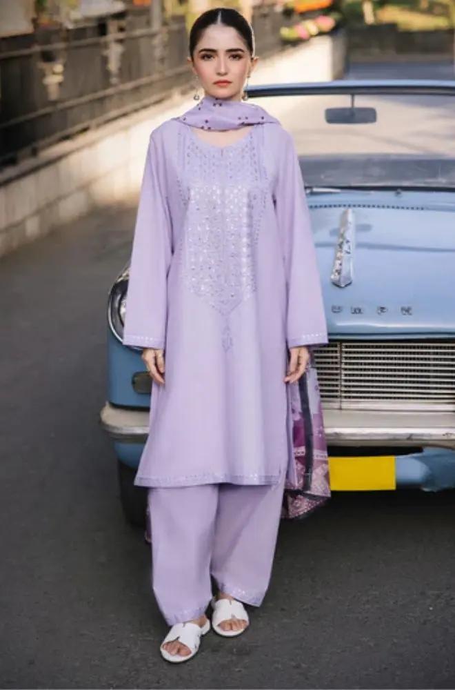 Asim Jofa - 3PC Unstitched Lawn Embroidered Shirt with Printed Slub Net Dupatta - RF1065 royalpret