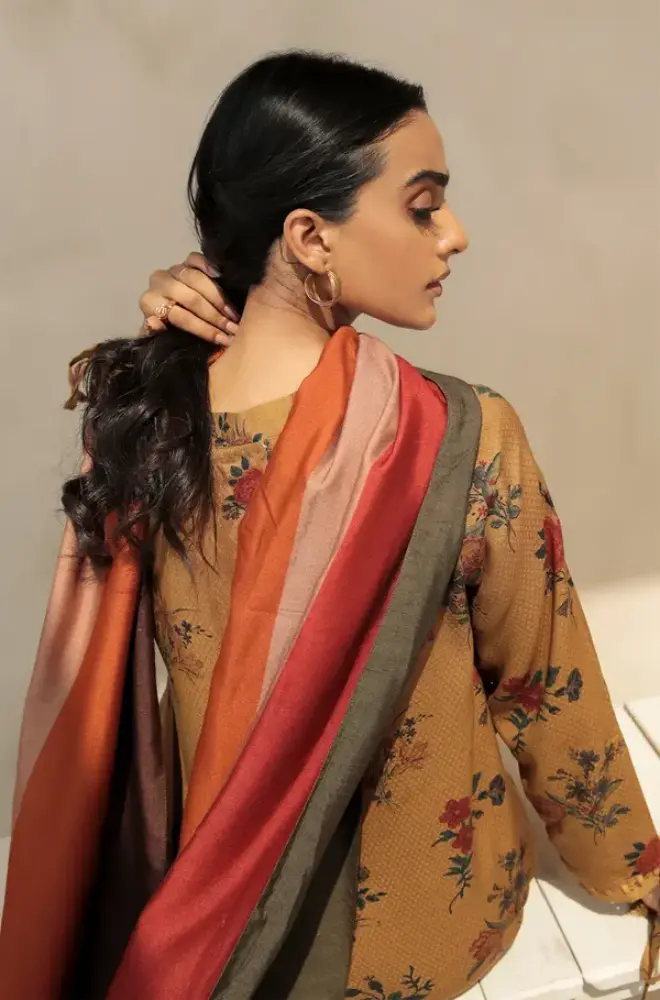 Baroque  - 3PC Unstitched Digital Printed Karandi Shirt with Printed Karandi Dupatta and Trouser - RF1134 royalpret