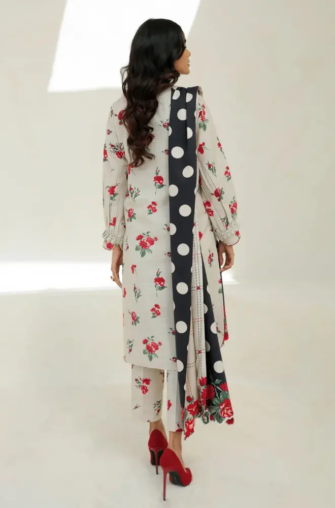 Baroque - 3PC Unstitched Digital Printed Karandi Shirt with Printed Karandi Dupatta and Trouser - RF1135 royalpret