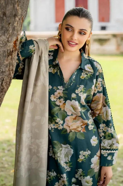 Baroque - 3PC Unstitched Printed Karandi Shirt with Printed Karandi Dupatta and Same Printed Trouser - RF1240 Royal Pret