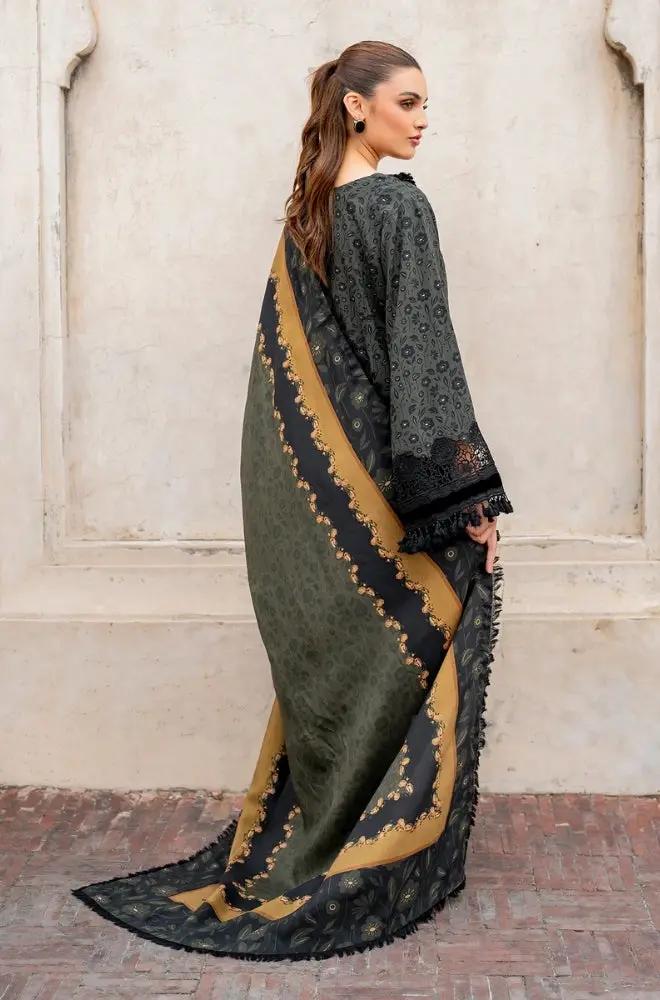 Baroque - 3PC Unstitched Printed Karandi Shirt with Printed Karandi Dupatta and Same Printed Trouser - RF1244 Royal Pret