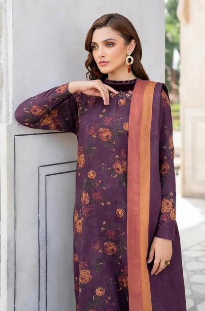 Baroque - 3PC Unstitched Printed Karandi Shirt with Printed Karandi Dupatta and Same Printed Trouser - RF1245 Royal Pret