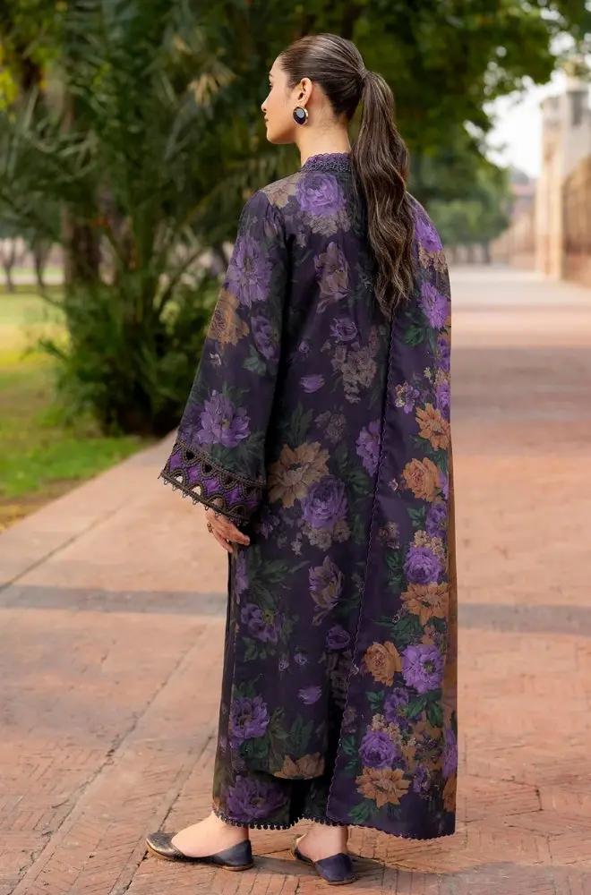 Baroque - 3PC Unstitched Printed Karandi Shirt with Printed Karandi Dupatta and Trouser - RF1246 Royal Pret