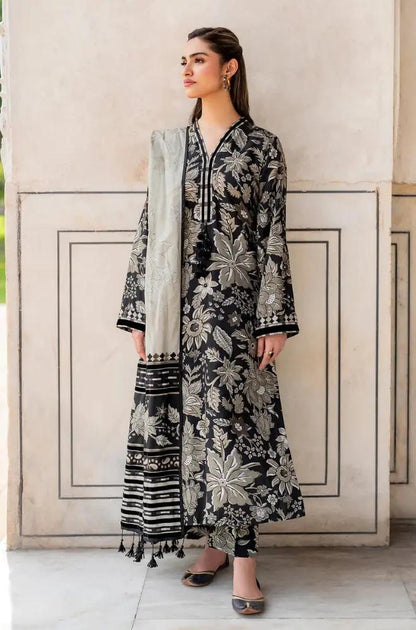 Baroque - 3PC Unstitched Printed Khaddar Shirt with Printed Khaddar Dupatta and Same Printed Trouser - RF1200 royalpret