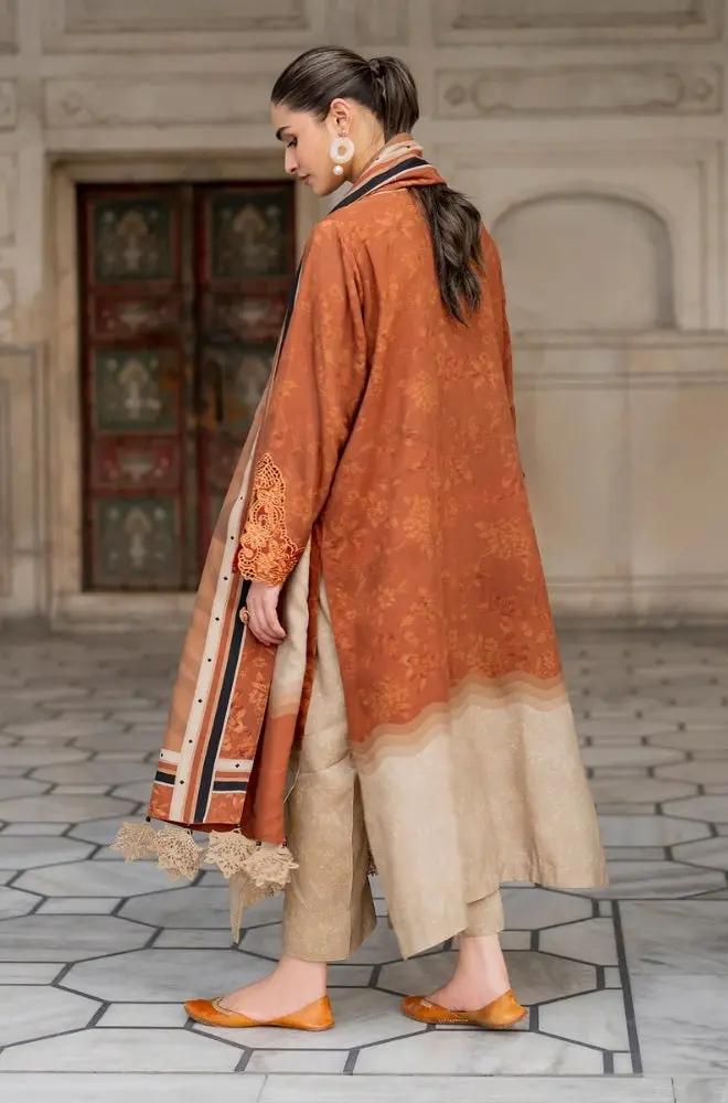 Baroque - 3PC Unstitched Printed Khaddar Shirt with Printed Khaddar Dupatta and Same Printed Trouser - RF1236 Royal Pret