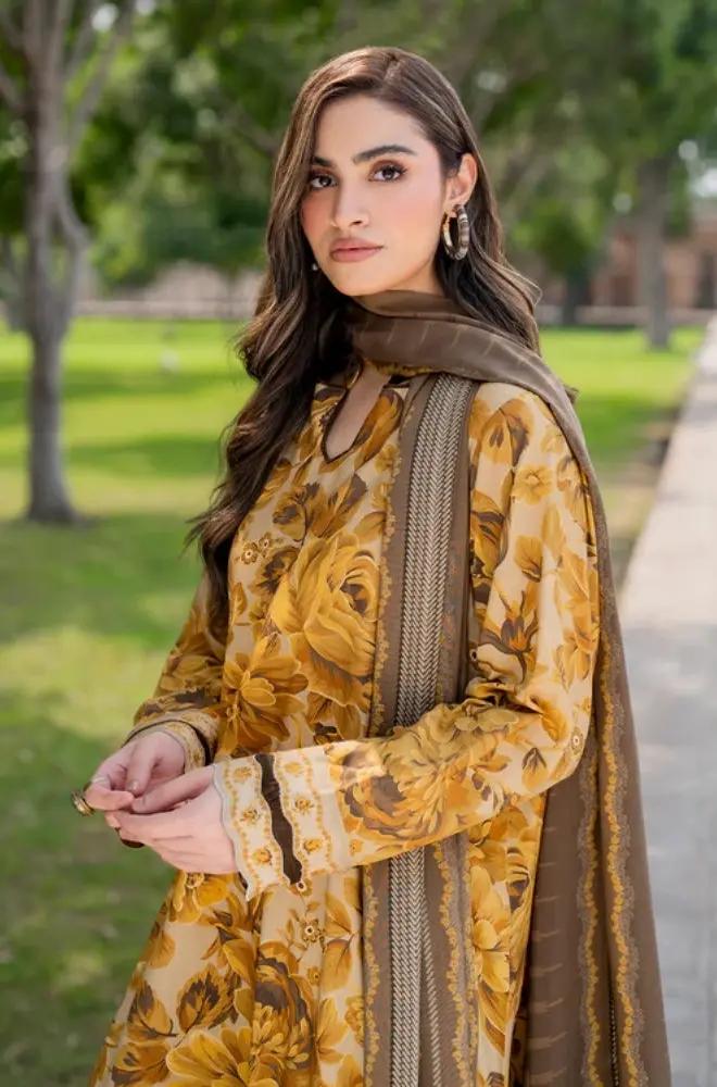 Baroque - 3PC Unstitched Printed Khaddar Shirt with Printed Khaddar Dupatta and Same Printed Trouser - RF1238 Royal Pret