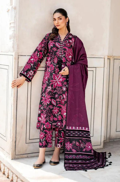 Baroque - 3PC Unstitched Printed Khaddar Shirt with Printed Khaddar Dupatta and Trouser - RF1201 royalpret