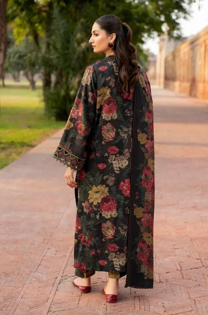 Baroque - 3PC Unstitched Printed Khaddar Shirt with Printed Khaddar Dupatta and Trouser - RF1249 Royal Pret