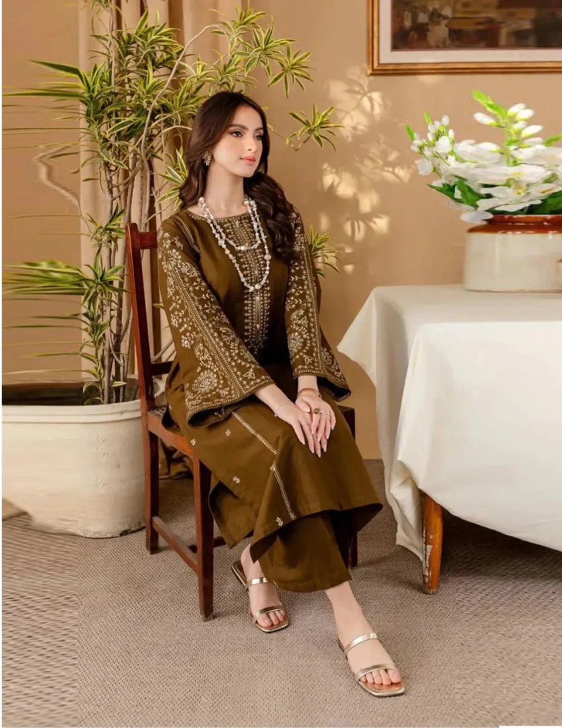 Batik - 2PC Lawn Embroidered Shirt with Plain Trouser (Unstitched) - RF1356 royalpret