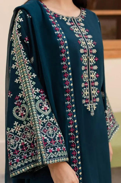 Batik - 3PC Unstitched Dhanak Embroidered Shirt with Dhanak Embroidered Dupatta and Trousers - RF1214 royalpret