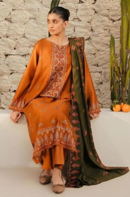 Beechtree - 3PC Unstitched Dhanak Embroidered Shirt with Dhanak Embroidered Dupatta and Trouser - RF1166 royalpret