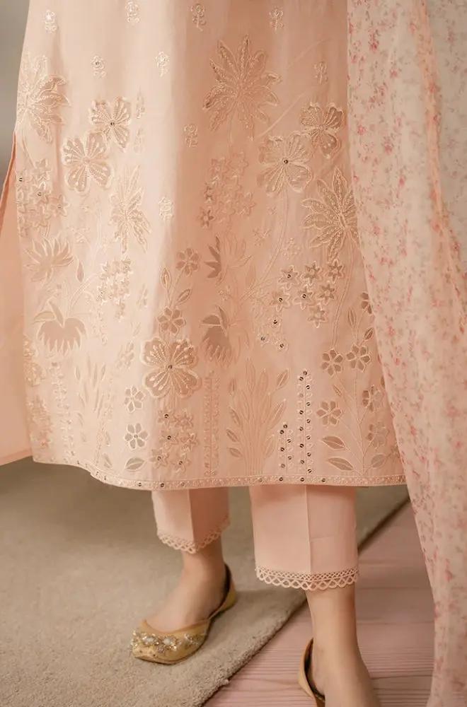 Cross Stitch - 3PC Unstitched Lawn Embroidered Shirt with Printed Cotton Net Dupatta - RF1068 royalpret