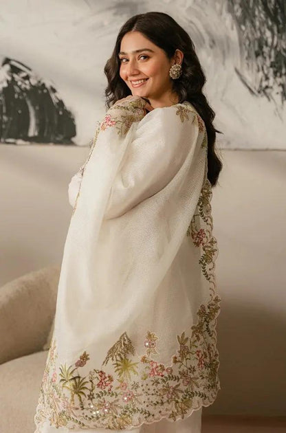 Cross Stitch - 3PC Unstitched Lawn Sequence Embroidered Shirt with Sequence Embroidered Khadi Net Dupatta - RF1069 royalpret