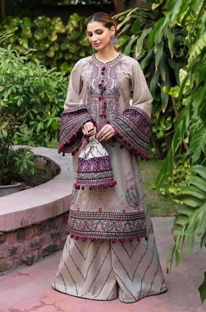Jazmin - 3PC Unstitched Lawn Heavy Embroidered Shirt with Embroidered Chiffon Dupatta - RF1038 royalpret