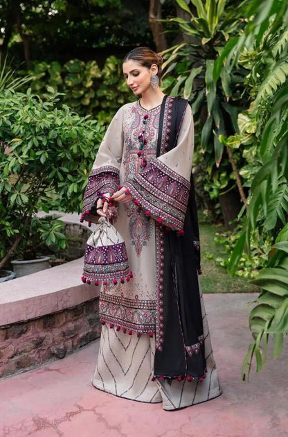 Jazmin - 3PC Unstitched Lawn Heavy Embroidered Shirt with Embroidered Chiffon Dupatta - RF1038 royalpret