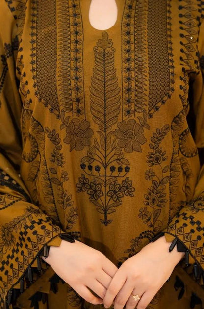 Libaas - 3PC Unstitched Dhanak Embroidered Shirt with Dhanak Embroidered Dupatta and Trouser - RF1289 Royal Pret