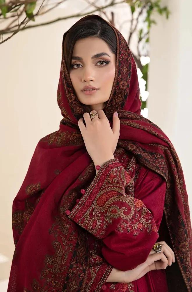 Maria B - 3PC Unstitched Dhanak Embroidered Shirt with Digital Printed Dupatta and Trouser - RF1190 royalpret