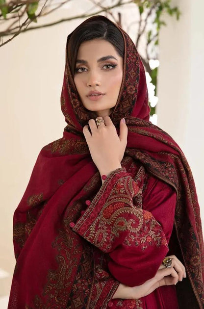 Maria B - 3PC Unstitched Dhanak Embroidered Shirt with Digital Printed Dupatta and Trouser - RF1190 royalpret