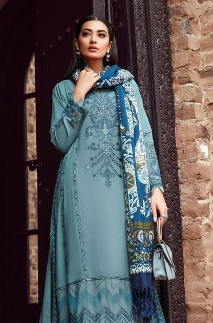 Maria B - 3PC Unstitched Dhanak Embroidered Shirt with Digital Printed Dupatta and Trouser - RF1197 royalpret