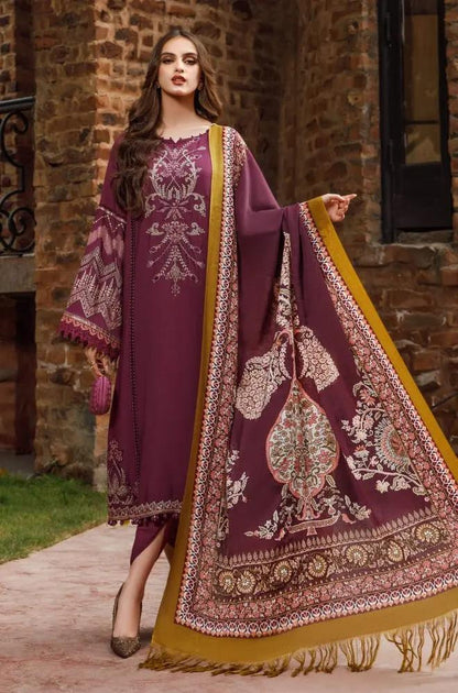 Maria B - 3PC Unstitched Dhanak Embroidered Shirt with Digital Printed Dupatta and Trouser - RF1203 royalpret
