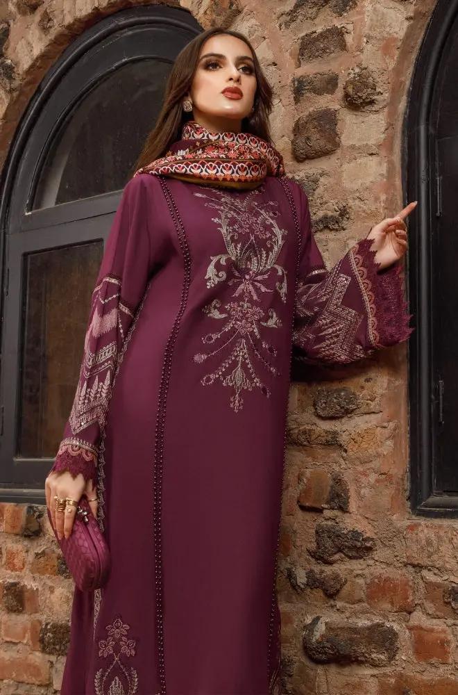 Maria B - 3PC Unstitched Dhanak Embroidered Shirt with Digital Printed Dupatta and Trouser - RF1203 royalpret