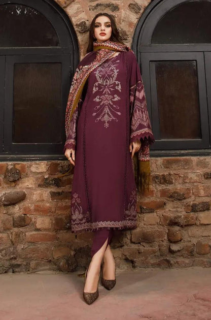 Maria B - 3PC Unstitched Dhanak Embroidered Shirt with Digital Printed Dupatta and Trouser - RF1203 royalpret