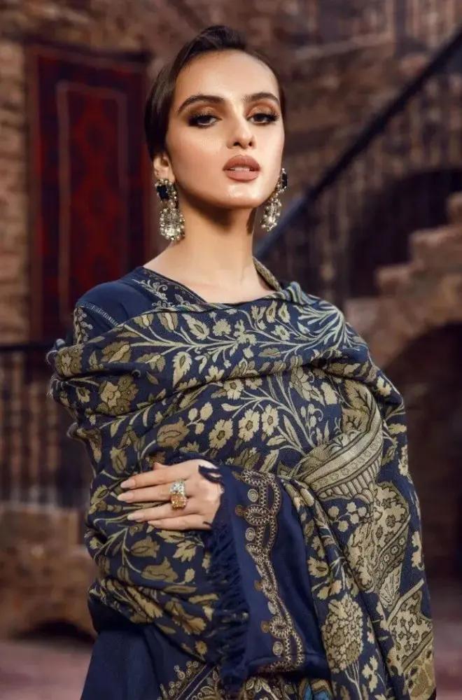Maria B - 3PC Unstitched Dhanak Embroidered Shirt with Digital Printed Dupatta and Trouser - RF1206 royalpret